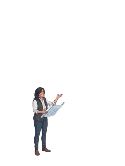 Carina Seoane coordinando una obra